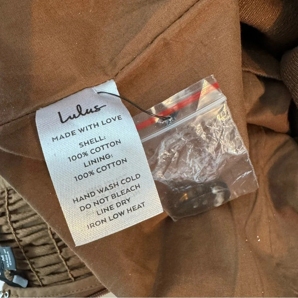 Lulus Best Reason Cotton Button Front Belted Strapless Mini Dress Brown Size M - Picture 5 of 9